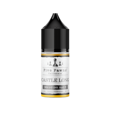 Five Pawns Castle Long Salt Likit 30ml, siyah kapaklı, beyaz etiketli.