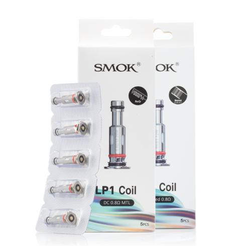 Smok LP1 Coil 0.8Ω MTL yedek kartuş, 5'li paket, gümüş renk.