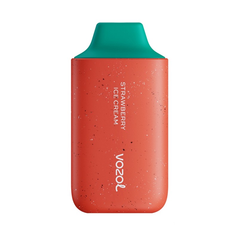 Vozol Star 6000 Strawberry Ice Cream tek kullanımlık pod, kırmızı gövde.