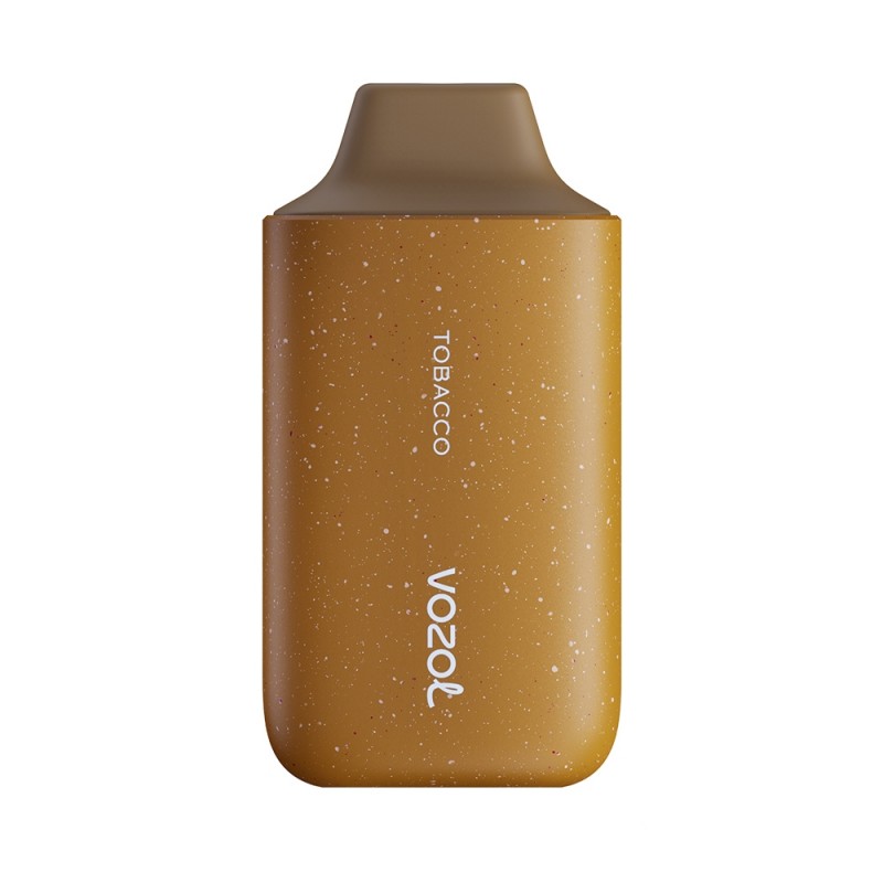 Vozol Star 6000 Tobacco Tek Kullanımlık Pod, kahverengi, benekli tasarım.