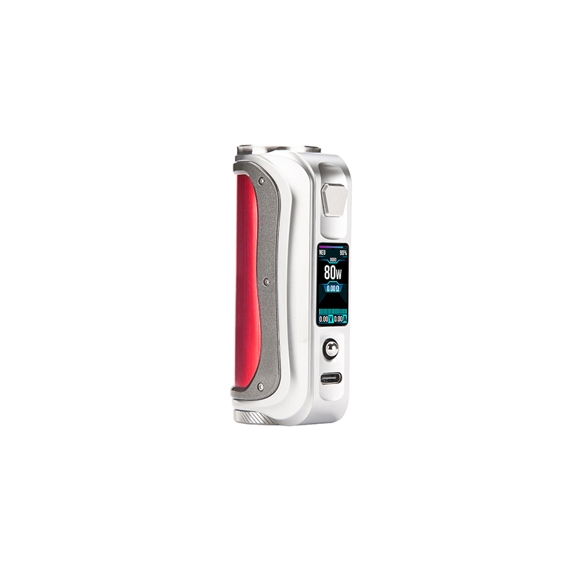 SX Mini SL Class V2 100W mod beyaz/kırmızı, dijital ekranlı, kompakt cihaz.