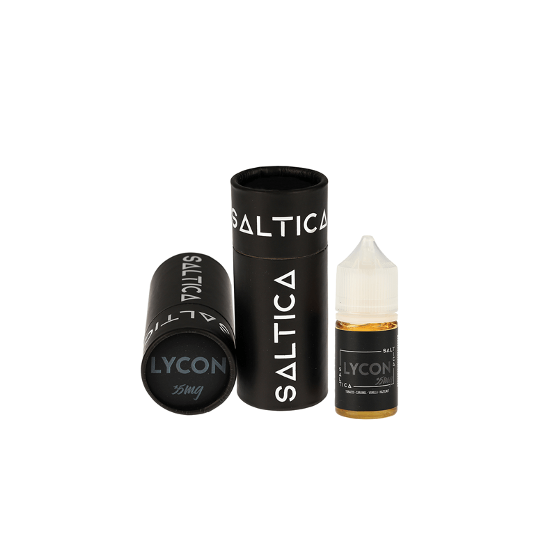 Saltica Lycon Salt Likit 35mg tütün karamel vanilya likit ambalajı.
