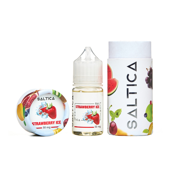 Saltica Strawberry Ice Salt Likit 50 mg çilek aromalı elektronik sigara likiti.