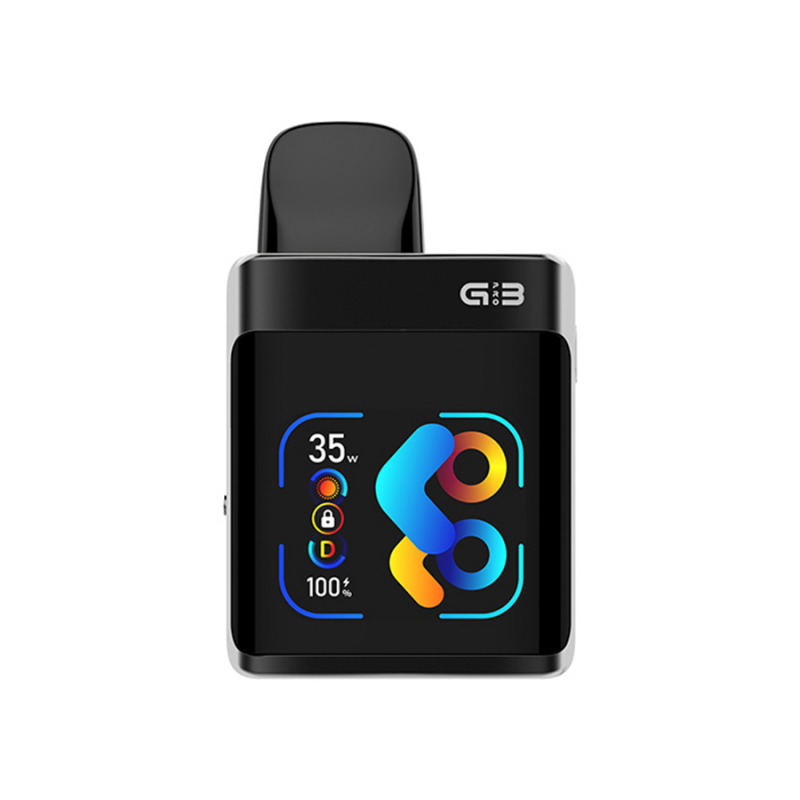 Uwell Caliburn G3 Pro KOKO Pod Mod siyah, dijital ekranlı kompakt elektronik sigara.